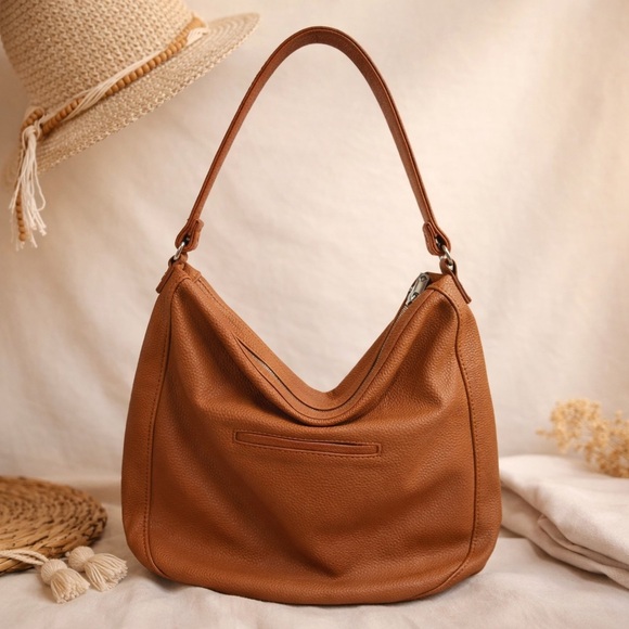 Jewell Handbags - Hobo Bag • Warm Cognac Brown • Slouchy Shoulder Purse